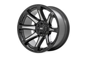 Wheel - Rough Country - 81 Series, 8-Spoke, 20x9, 5x5.5, 0mm - Semi Gloss Black w/machined spokes